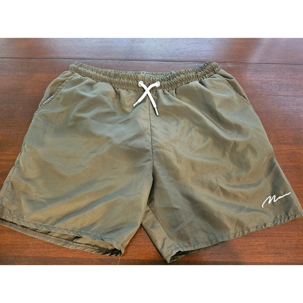 Boohoo Man Swim Trunks Mens L‎ Mesh Lined Bathing Suit Olive Green